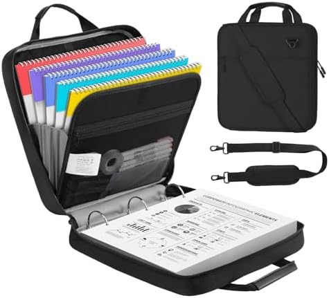MoKo Zipper Binder, 2 Inch 3 O Ring, 5 Tab File Folders, 500 Sheets, Black by MoKo