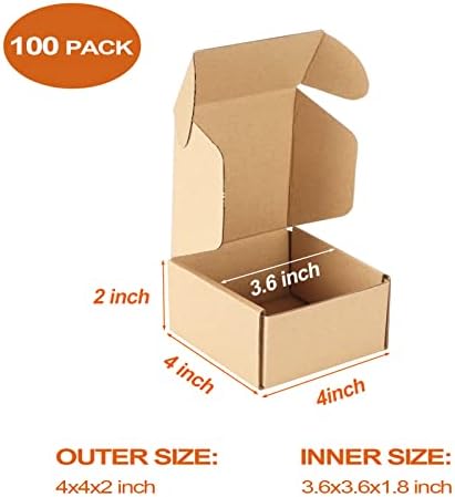 PHAREGE 100 Pack 4x4x2 inch Small Shipping Boxes, Brown Mailing Boxes - Image 3