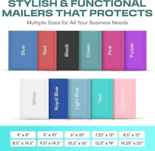 Teal Bubble Mailers 12x15, Self Seal Poly Padded Envelopes, 50 Pack - Image 3