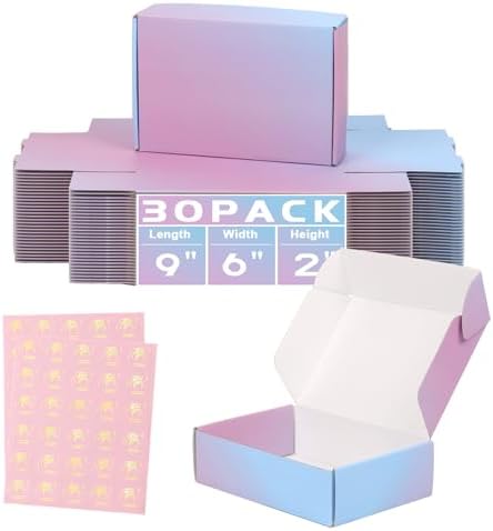 30 Pack 9"x6"x2" Corrugated Packaging Mailer Boxes, Purple Shipping Packaging Boxes for Small Business, Recyclable Cardboard Literature Gift Boxes Mailing by DERZIFUN