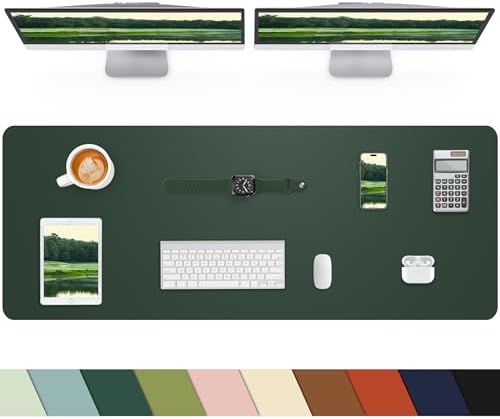 Desk mat Large, Leather Desk Pad Protector,Office Desk Mat,Mouse Pad, Non-Slip Desk Blotter, Laptop Desk Pad, Waterproof Desk Writing Pad for Office&Home (Dark Green, 55" x 24") by cebowa