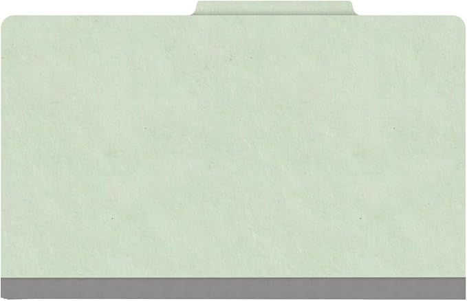 25 Pt. Pressboard Classification Folders, 2/5 Cut ROC Top Tab, Legal Size, 2 Dividers, Pale Green (Box of 10) - Image 3