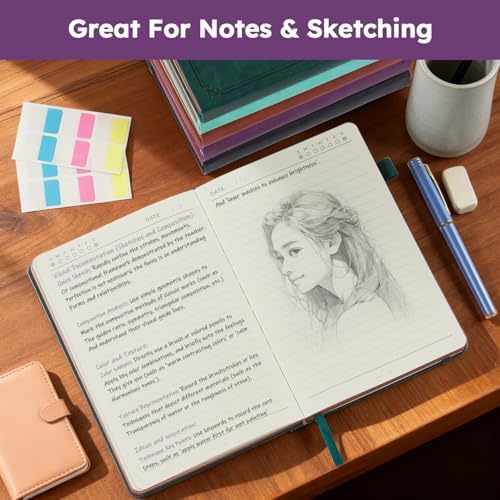 A5 Journaling Notebook, Hardcover Lined journal for Women Men writing, Note Taking, Personal Diary, 320 Pages 100GSM Thick Paper, Leather Cover Note book for School Office Supplies, 5.7'' X 8.4'' - Image 6