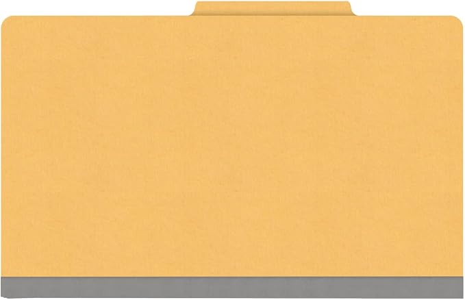 18 pt Heavy Duty Top Tab Color Folders, 2/5 Cut ROC Top Tab, Legal Size, 2 Dividers, Yellow (Box of 10) - Image 3