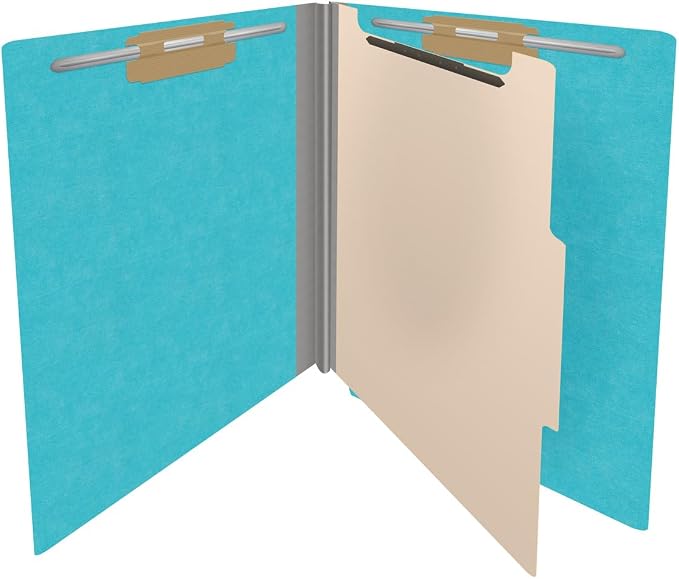 Ecom Folders Heavy Duty Top Tab Classification Folders | Letter Size 18 Pt Stock with 1 Divider | 2/5 Cut Right Position Tab for Medical, Legal and Office Documents | Light Blue, Box of 10 - Image 4