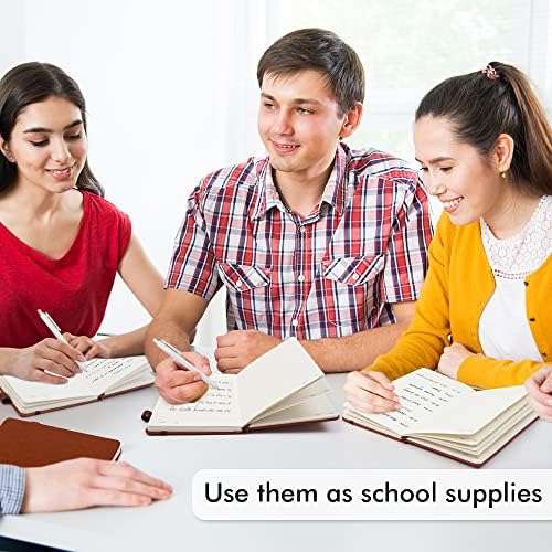 12 Pack Notebooks Journals Bulk with 12 Black Pens, Feela A5 Hardcover Notebook Classic Ruled Journal Set with Pen Holder for School Business Work Travel Writing, 120 GSM, 5.1”x8.3”, Brown - Image 5