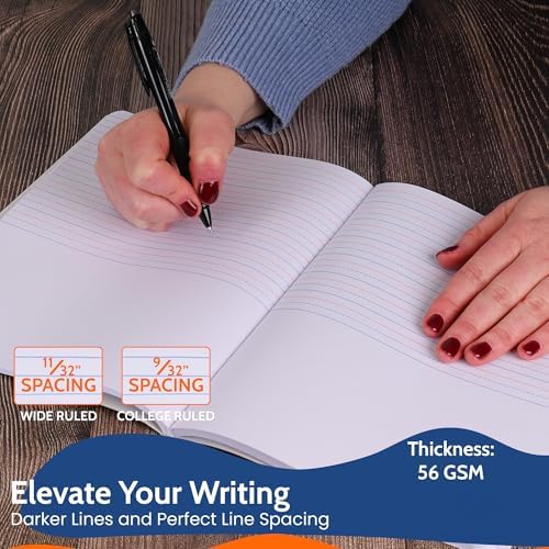 4 Pack - EPI Primary Ruled Composition Notebook Black - 200 Pages (100 Sheets), 9-3/4 x 7-½ - Classroom Back to School Supplies, Heavy Duty, Durable Hardcover Office Notebooks, Sewn - Image 4