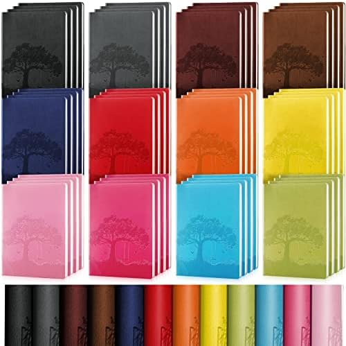 TaoBary 48 Pcs Pu Leather Journals Notebook Bulk Colorful Tree Life Lined Journal Notebook Soft Pu Leather Cover Ruled Writing Notebook for Writing School Office Home 128 Pages (8.1 x 5.6 Inch) by TaoBary