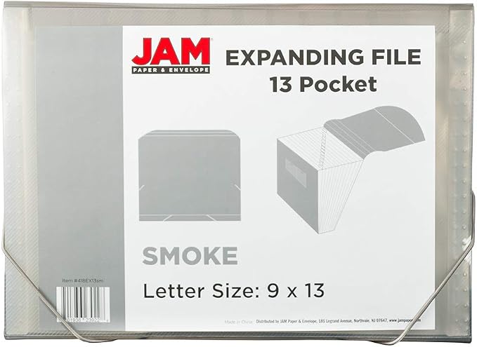 JAM PAPER Accordion Folders - 13 Pocket Plastic Expanding File - Letter Size - 9 x 13 - Smoke Grey - 2/Pack - Image 3