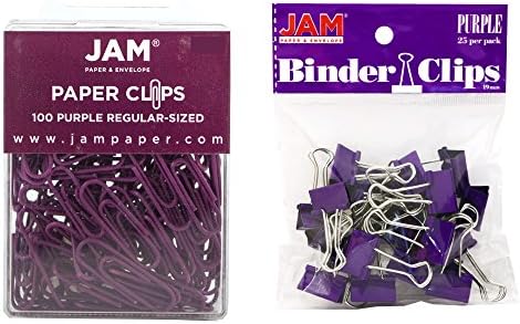 JAM PAPER Complete Desk Kit - Purple - Stapler, Tape Dispenser, Staples, Journal, Le Pens, Rubber Bands, Paper Clips & Binder Clips - 8/Pack - Image 5