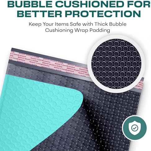Teal Bubble Mailers 10.5x16, Self Seal Poly Padded Envelopes #5, 200 Pack - Image 6
