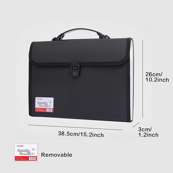 2 Pack Extra Large Legal Size/Foolscap 12 Pockets Accordion File Organizer with Handle, TRANBO Portable Expanding File Folder, Expandable Plastic Document Organizer for Travel School Office - Image 2