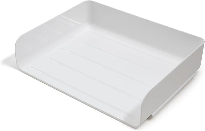TRU RED Side‑Load Stackable Letter Tray, Plastic, White, 12/Carton – High‑Volume Desktop Paper Organizer for Office Use - Image 3