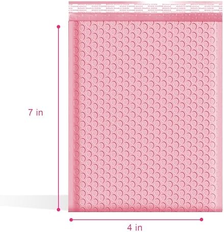 Light Pink Bubble Mailers 4x8, Poly Padded Envelopes #000, 500 Pack - Image 2