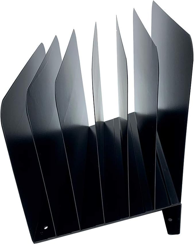 Huron Desktop File Binder Organizer Storage, Inclined Slant 6 Slot, Black Commercial Grade Steel - Image 2