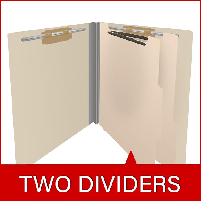 18 Pt. Manila Classification Folders, Full Cut End Tab, Letter Size, 2 Dividers (Box of 10) - Image 8