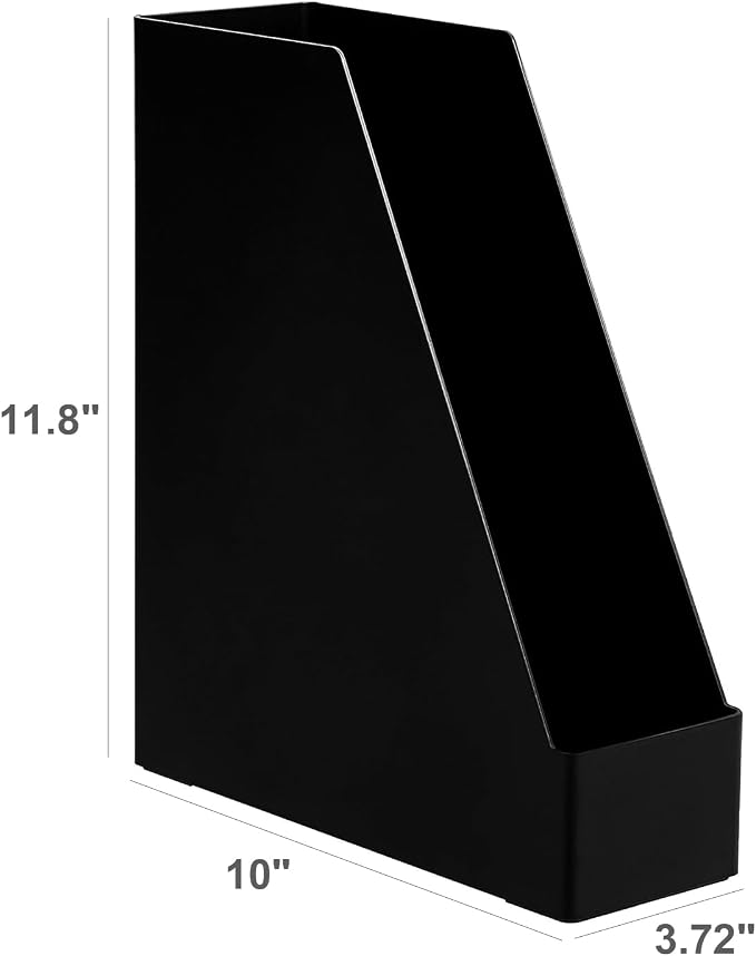 Amazon Basics Plastic Desk Organizer Magazine Rack and File Holder, Black, 4-Pack - Image 2