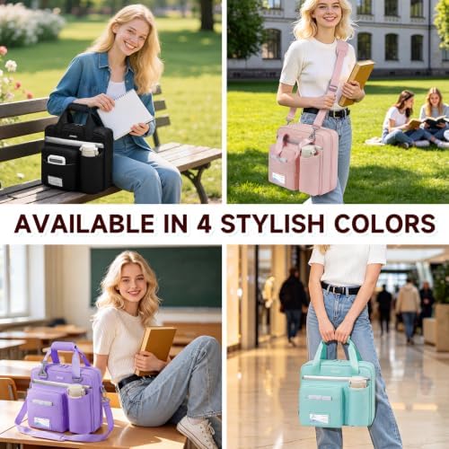 3 Ring Zipper Binder Bag, 3 Inch D-Ring 700 Sheet Capacity, Portable File Organizer with Removable Shoulder Strap & Multiple Pockets for School Office Travel Summer Study Back to School,Pink - Image 2