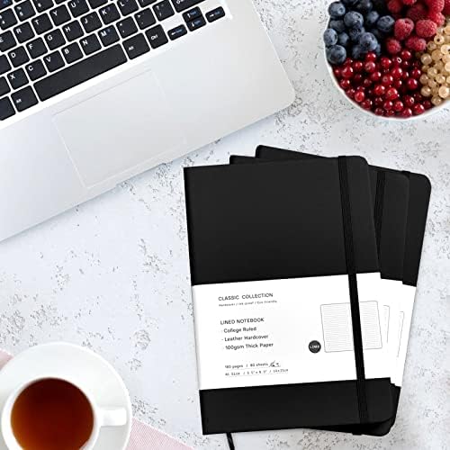 12 Pack A5 Journal Notebooks College Ruled Notebook Classic Leather Hardcover Lined Journals for Writing Office School Home Business, 8.3 x 5.5 inch, 100GSM Thick Paper, 160 Pages (Black, 12 Pack) - Image 6