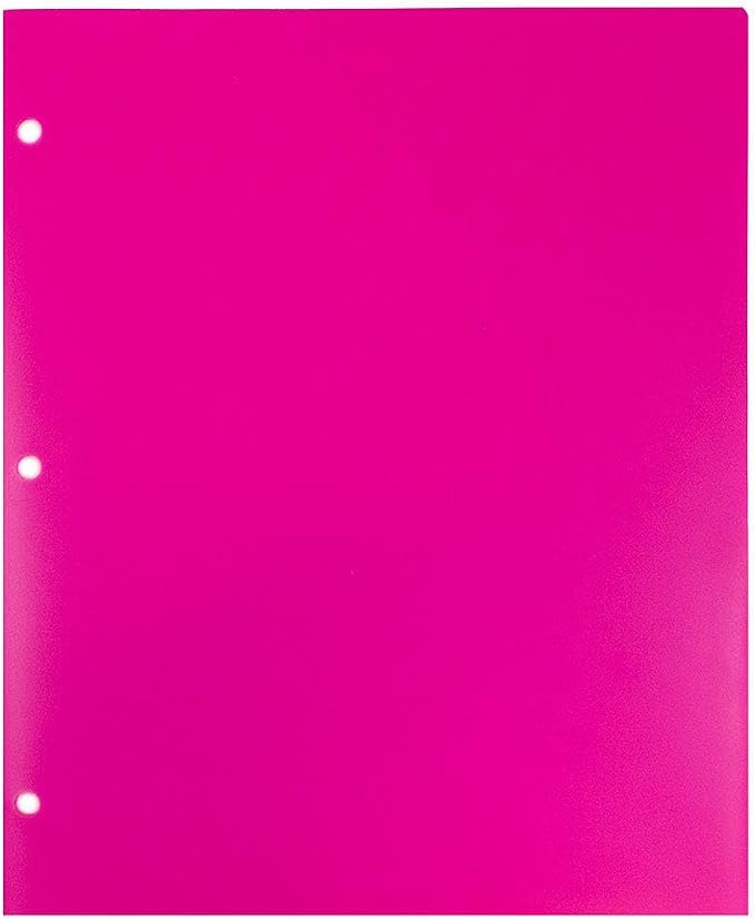 JAM PAPER Heavy Duty Plastic 3 Hole Punch Pocket Folders - Extra Tough School Folders - Fuchsia Hot Pink - 12/Pack - Image 4