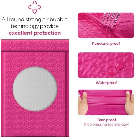 Fuxury Hot Pink Bubble Mailers Bulk 10.5x16 Inch 250 Pack Padded Envelopes - Image 4