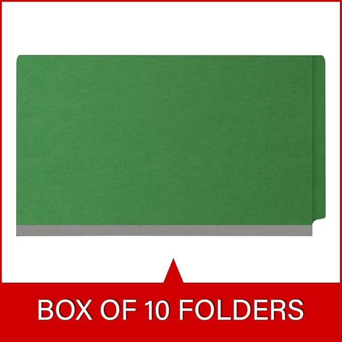 Ecom Folders End Tab Pressboard Classification Folders | Legal Size 25 Pt Type III Stock with 3 Dividers & 3" Tyvek Expansion | 2 Fasteners Pos 1 & 3 for Medical & Office Docs | Moss Green, Box of 10 - Image 6