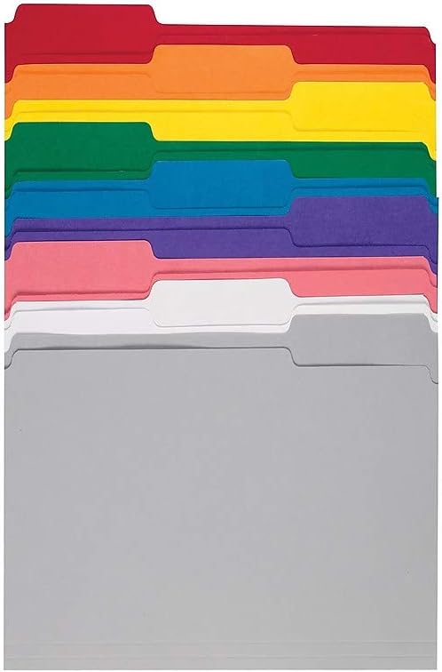 Staples File Folders,1/3-Cut Tab, Letter Size, Assorted Colors, 250/Box (ST502678-CC) by Staples