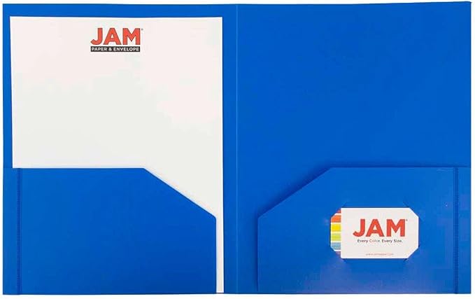 JAM PAPER Heavy Duty Plastic 2 Pocket Extra Tough School Folders - Blue - 24/Pack - Image 5