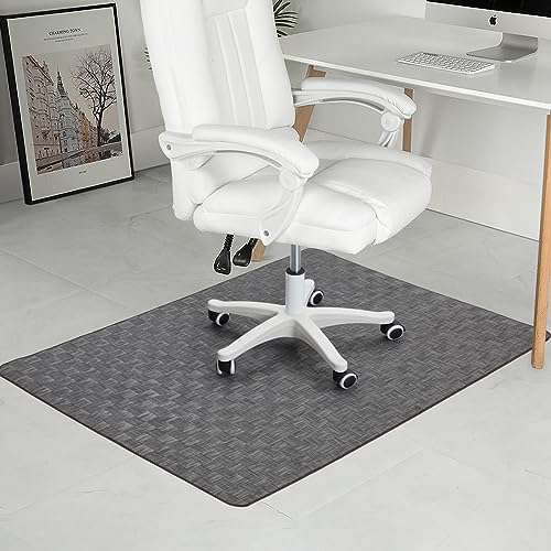Chair Mat for Hardwood & Tile Floor, 47" x 52" Heavy Duty Office Chair Mat for Rolling Chairs, Anti Slip, Non-Curve, Floor Protector for Home Office, Charcoal Grid by RccugmatS