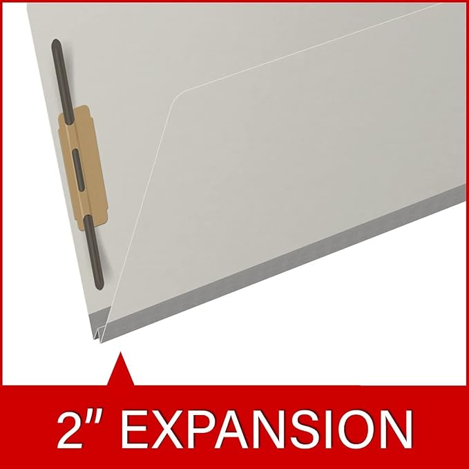 Ecom Folders End Tab Pressboard File Folders | Legal Size 25 Pt Stock with 2" Tyvek Expansion | Full Cut Tabs for Medical Charts, Legal Documents & Office Records | Light Gray, Box of 25 - Image 7