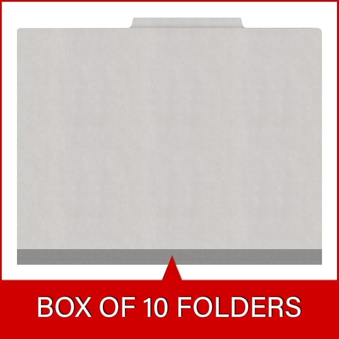 Heavy Duty End Tab Color Folders, 2/5 Cut ROC Top Tab, Letter Size, 1 Divider, Grey (Box of 10) - Image 6