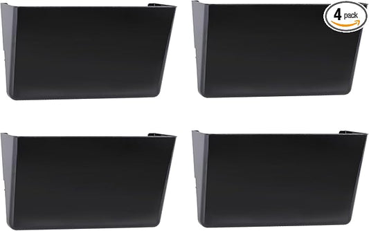 4 Pack Black Single Pocket Hanging File Organizer, Plastic Wall Mount Paper Mails Magazines Holder, Mounted Folder Bins for Office, School and Home, 12.99x4.13x7.48 inches by EASEPRES