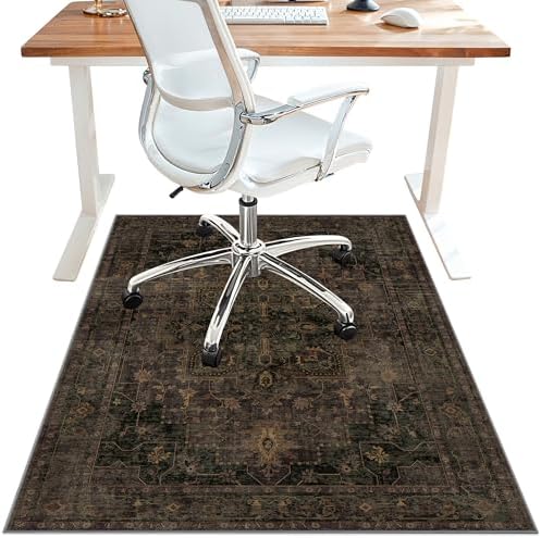 36"x48" Office Chair Mat for Hardwood Floor, Non-Slip Charcoal Brown by BESBLEE