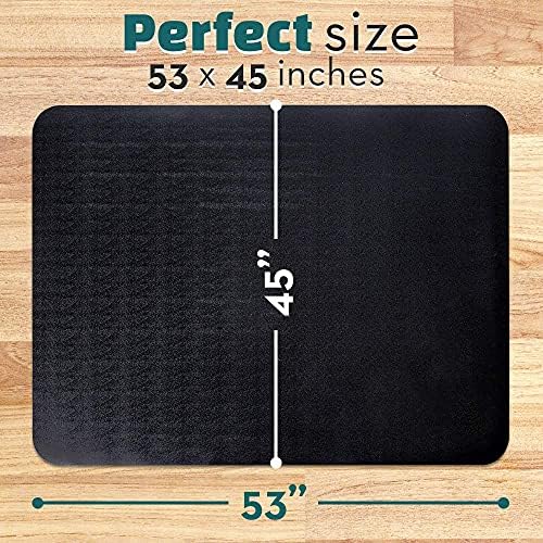 Office Chair Mat for Hardwood Floor: 53"x45" Large Black Rolling Chair Mat for Hard Wood and Tile Floor, Anti-Slip Heavy Duty Floor Protector Mat Under Computer Desk, Easy Glide Chair Mats for Home - Image 2