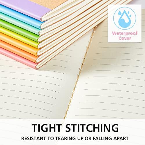 feela 16 Pack Composition Notebook Bulk, Kraft Cover Lined Blank College Ruled Travel Journals with Pastel Color Spine For Women Students Office, 60 Pages, 8.3”x 5.5”, A5, 8 Pastel Colors - Image 4