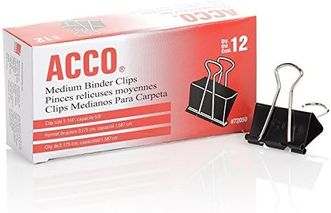 ACCO Binder Clips, Medium, 1 Case, 10 Packs/Case, 2 Boxes/Pack, 12 Clips/Box (A7072062CS) by ACCO+Brands
