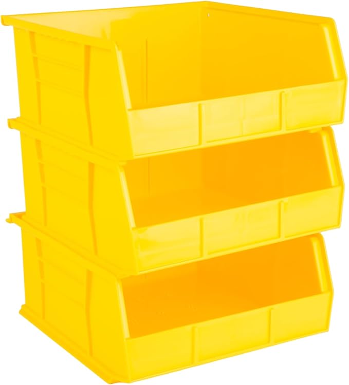 HE HUDSON EXCHANGE 11" x 11" x 5" (3 Pack) Plastic Stackable Storage Bin, Yellow by HudsonExchange