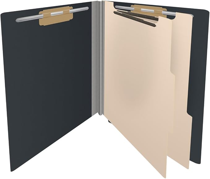 Pressboard Classification Folders, Full Cut End Tab, Letter Size, 2 Dividers, Black (Box of 10) - Image 4