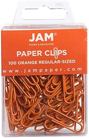 JAM PAPER Colorful Standard Paper Clips - Regular 1 Inch - Orange Paperclips - 100/Pack by JAMPaper