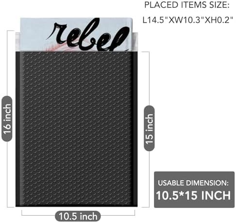 GSSUSA Black Bubble Mailers 10.5x16 Padded Envelopes 1 Pallet Pack of 3750 - Image 2