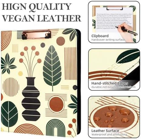 Ospelelf Vintage Leather 3 Ring Portfolio Binder, Zippered Clipboard Folder with Storage - 5 Dividers with Pocket, Padfolio for Women,12.1” Tablet Sleeve, Refillable Notepad, Card Slot - Image 5