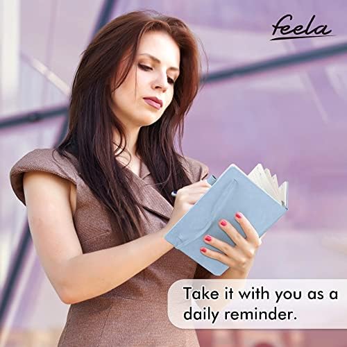 feela 8 Pack Notebooks Journals Bulk, Hardcover Notebook Classic Ruled Lined Journals with Pen Holder for Women Girls School Business Supplies, with 8 Black Pens, 120 GSM, 5.1”x8.3”, A5, Light Blue - Image 6