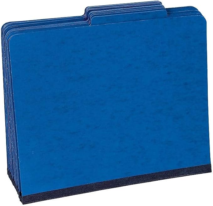 Staples Moisture‑Resistant Classification Folder, Letter Size, 2 Dividers, 2/5‑Cut Top Tab, Navy Blue Pressboard, Durable Construction - Image 4