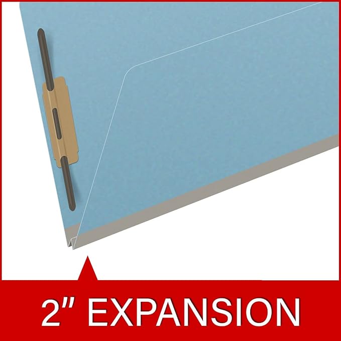 Ecom Folders End Tab Pressboard File Folders | Legal Size 25 Pt Stock with 2" Tyvek Expansion | Full Cut Tabs for Medical Charts, Legal Documents & Office Records | Light Blue, Box of 25 - Image 7