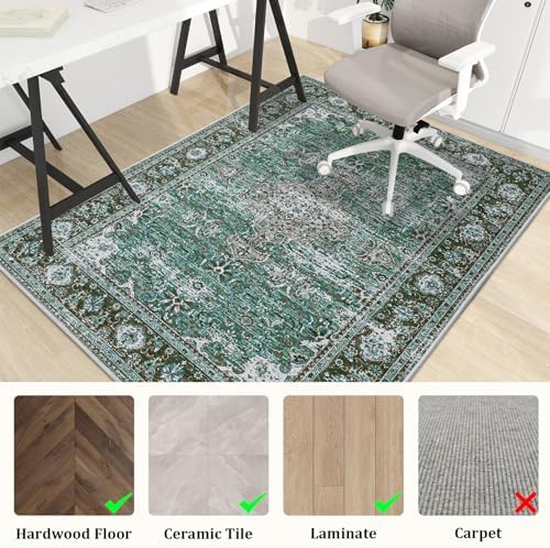 Office Chair Mat for Hardwood Floor, 60"x45" Easy Glide Computer Desk Mat Protector for Rolling Chair Under Desk Rug Nonslip Backing, Machine Wash, (Modern) - Image 3