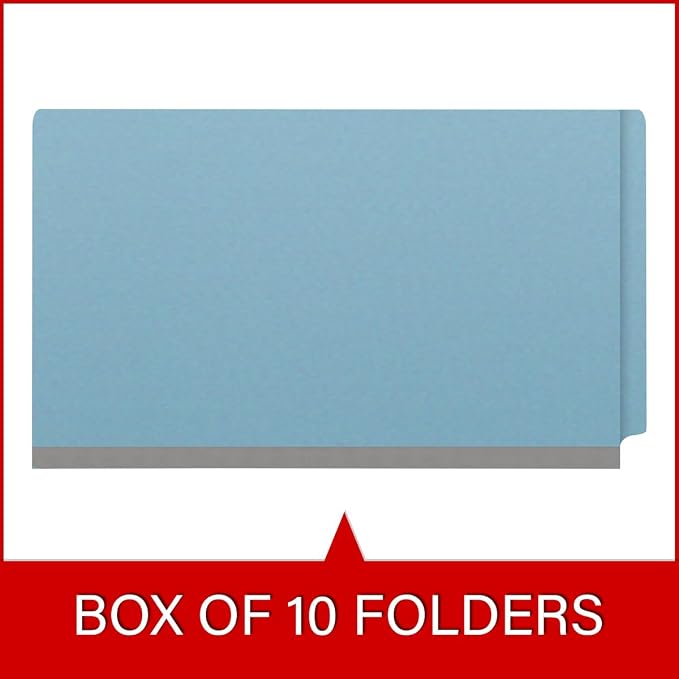 Ecom Folders Top Tab Pressboard Classification Folders | Legal Size 25 Pt Stock with 1 Divider | 2/5 Cut ROC Tab for Medical & Office Filing | 4 Filing Sections | Light Blue, Box of 10 - Image 6