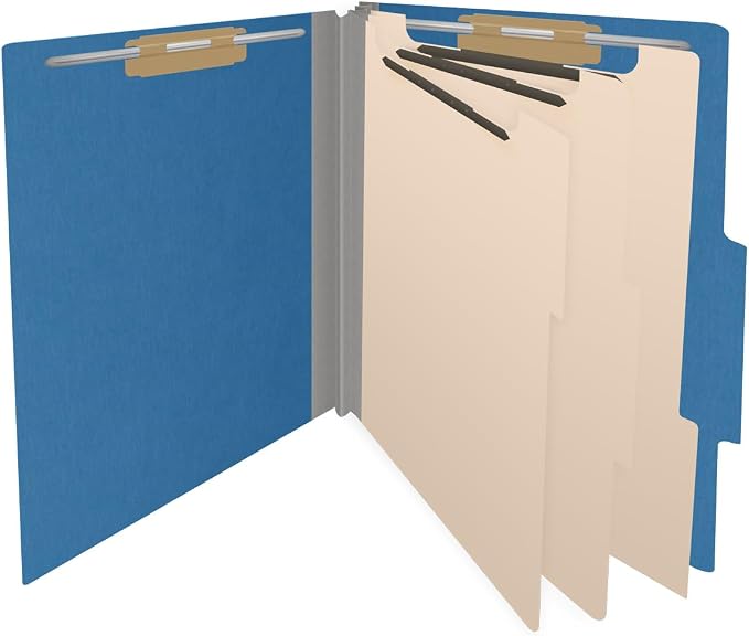 25 Pt. Pressboard Classification Folders, 2/5 Cut ROC Top Tab, Letter Size, 3 Dividers, Royal Blue (Box of 10) - Image 4