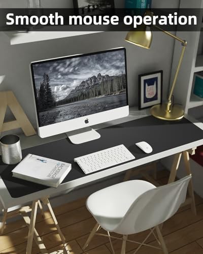 Desk mat Large, Leather Desk Pad Protector,Office Desk Mat,Mouse Pad, Non-Slip Desk Blotter, Laptop Desk Pad, Waterproof Desk Writing Pad for Office&Home (Black,48" x 24") - Image 4