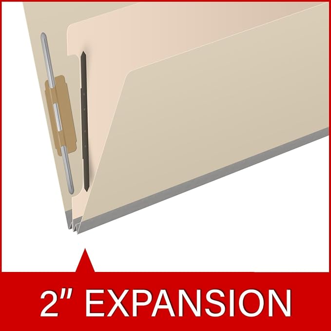 Ecom Folders Top Tab Pressboard Classification Folders | Legal Size 18 Pt Stock with 1 Divider | 2/5 Cut ROC Tab for Medical & Office Filing | 4 Filing Sections | Manila, Box of 10 - Image 7