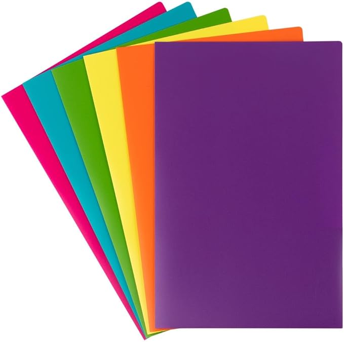 JAM PAPER A4 Heavy Duty Plastic 2 Pocket Presentation Folders - Assorted Fashion Colors - 6/Pack - Image 2